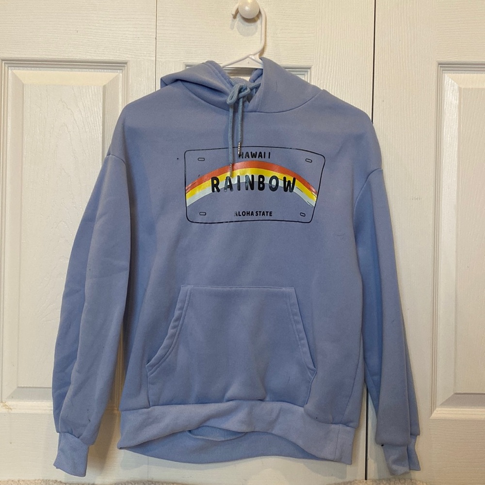 SHEIN baby blue hoodie with graphic design